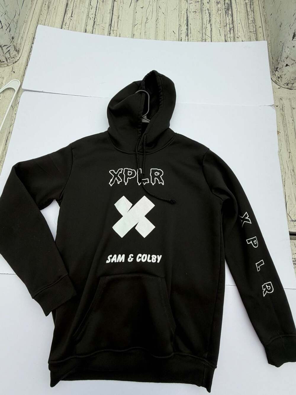XPLR Sam and Colby Hoodie Size L Black Pullover Sweatshirt